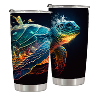 Turtle 20 Oz Travel Tumbler Great for Pool Party,Beach Party As a gift for Environmentalist,Men,Vacationer,Tourist for Aesthetically Pleasing 