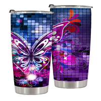 Mysterious Butterfly 20 Oz Travel Tumbler Great for Independence Day,Birthday Party As a gift for Fiancée,Women,Girlfriend for Aesthetically Pleasing,Daily Use,Personalized Style 