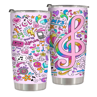 Music 20 Oz Travel Tumbler Great for Christmas,Tea Party,Party As a gift for Student,Teacher,Artist,Actor,Musician for Aesthetically Pleasing,Expressing Personality 