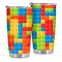 Cute Block,Building Blocks 20 Oz Travel Tumbler Great for Family Gathering As a gift for Designer,Teacher for Aesthetically Pleasing,Relaxation and Comfort 