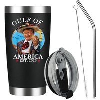 Funny  Gulf of America 2025 Trump Tumbler,Trump Cup,20 OZ Black Stainless Steel Tumbler,Gifts for Friend,Women,Men 