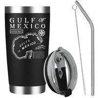 Personality  Gulf of Mexico 1672 Historic Map Stainless Tumbler,20 Oz Stainless Steel Insulated Tumbler(Black),Gifts for Women,Men,Boy,Girls 