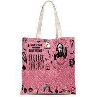 Ghost Face Tote Bag,Pink Tote Bag,Cute Tote Bag,Grocery Bags,Beach Bag,Shopping Bags