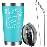 Personality  Gulf of Mexico 1672 Historic Map Stainless Tumbler,20 Oz Mint Green Stainless Steel Insulated Tumbler,Gifts for Women,Men,Boy,Girls