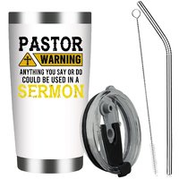 Pastor Appreciation Gifts Funny Tumbler,Pastor Gifts-20 OZ White Stainless Steel Tumbler,Gifts for Friend,Men,Boy 
