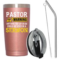 Pastor Appreciation Gifts Funny Tumbler-Pastor Gifts,20 Oz Rose Glod Stainless Steel Insulated Tumbler,Gifts for Friend,Men,Boy 