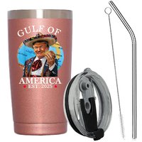 Funny  Gulf of America 2025 Trump Tumbler,Trump Cup,20 OZ  Rose Gold Stainless Steel Tumbler,Gifts for Friend,Women,Men 