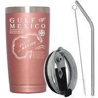 Personality  Gulf of Mexico 1672 Historic Map Stainless Tumbler,20 Oz Rose Glod Stainless Steel Insulated Tumbler,Gifts for Women,Men,Boy,Girls 