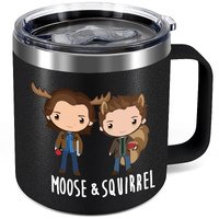 Supernatural Black  Mug ,12 Oz Stainless Steel Insulated Coffee Mug - Moose Squirrel -Funny Birthday Gifts for Women,Men