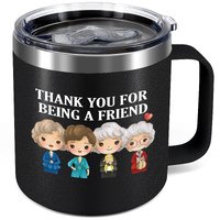 Thank You for Being A Friend Black  Mug ,12 Oz Stainless Steel Insulated Coffee Mug - Golden Girls  -  Gifts for Friend