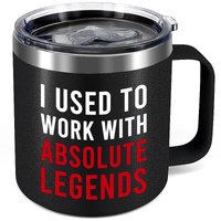 I Used To Work With Absolute Legend Coffee Mug ,12 Oz Stainless Steel Insulated Funny Travel Mug - Coworker Retirement Gifts - Going Away Job Gifts for Coworkers, Colleagues, Boss, Friends, (Black)
