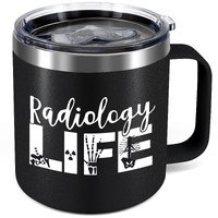 Radiology Life Personalized Mug ,12 Oz Stainless Steel Insulated Travel Coffee Mug - Funny Technician Gifts Birthday Gifts for Friend, Doctor, Nurse (Black)