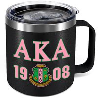 Riuvip Sorority Coffee Mug ,12 Oz Stainless Steel Insulated Coffee Mug - Funny Travel Wine Mug - Birthday Gifts for Women (Black)
