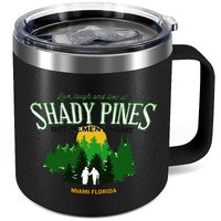 Shady Pines Retirement Home Wine Mug ,12 Oz Stainless Steel Insulated Coffee Mug - The Golden Girls Tv Show  Merchandise Retirement Gift, Funny Gifts for Women and Fans (Black)