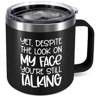 Funny Motivational Quotes Wine Mug - 12 Oz Stainless Steel Insulated Coffee Mug - Inspirational Gifts- Birthday Gifts for Women, Men (Black)