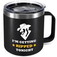 I'M Getting Ripped Tonight Personalized Wine Mug - 12 Oz Stainless Steel Insulated Coffee Mug - Funny Travel Coffee Mug - Funny Birthday Gifts, Travel Gifts (Black)