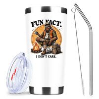 Fun Fact Tumbler,I Don't Care Chic Cup,20 Oz Stainless Steel Vacuum Tumbler,Travel Coffee Mugs,Birthday Gifts (White)
