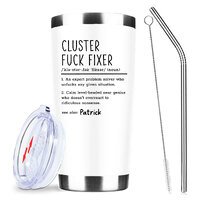 Cluster Fck Fixer Tumbler,Personalized Coworker Mug ,20 Oz Stainless Steel Vacuum Tumbler,Travel Coffee Mugs,Birthday Gifts (White)