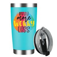 Pray More Worry Less Stainless Steel Insulated Tumbler With Lid 20oz , Travel Coffee Mug , Novelty Gifts
