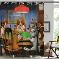  Dogs Playing Poker Funny Shower Curtain,Shower Curtain,Shower Curtains for Bathroom,Bath Curtain,72x72 Inches
