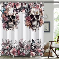  Skull Shower Curtain Flower Shower Curtain,Shower Curtain,Shower Curtains for Bathroom,Bath Curtain,72x72 Inches