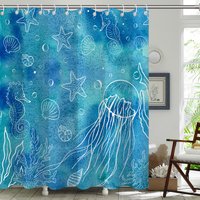  Cute Sea Bluey Shower Curtain,Funny Ocean Seahorse Shower Curtain,Shower Curtain,Shower Curtains for Bathroom,Bath Curtain,72x72 Inches