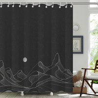  Black Hotel Shower Curtain,Mountain and Moon Shower Curtain,Shower Curtain,Shower Curtains for Bathroom,Bath Curtain,72x72 Inches