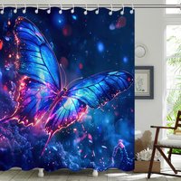  Butterfly Shower Curtain,Pretty Bluey Shower Curtain,Shower Curtain,Shower Curtains for Bathroom,Bath Curtain,72x72 Inches