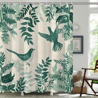  Bird Shower Curtain,Green Plant Shower Curtain,Shower Curtain,Shower Curtains for Bathroom,Bath Curtain,72x72 Inches