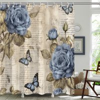  Butterfly Shower Curtain,Spring Shower Curtain Floral,Shower Curtain,Shower Curtains for Bathroom,Bath Curtain,72x72 Inches