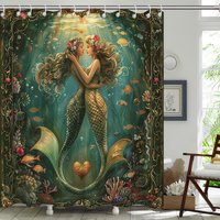  Mermaid Shower Curtain,Ocean Shower Curtain,Shower Curtain,Shower Curtains for Bathroom,Bath Curtain,72x72 Inches