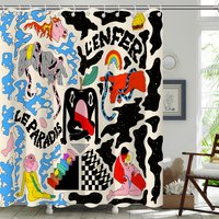  Abstract Art Deco Shower Curtains, Colorful Aesthetic Shower Curtain,Cute Shower Curtains for Bathroom,Bath Curtain,72x72 Inches