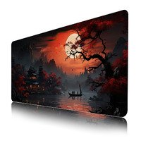 Japanese Riverside Full Moon Desk Pad Mouse Pad,Funny Japanese Gaming Mouse Pad,Funny XL Gaming Mouse Pad for Desk,Large Computer Keyboard Offic Desk Mat Mouse Pad,Waterproof Desk Pad, 900X400 mm
