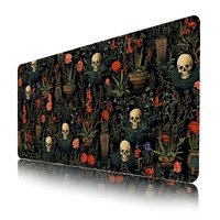 Funny Green Skull Mouse Pad,Floral Mouse Pads for Desk for Women,Funny XL Gaming Mouse Pad for Desk,Large Computer Keyboard Offic Desk Mat Mouse Pad,Waterproof Desk Pad, 900X400 mm