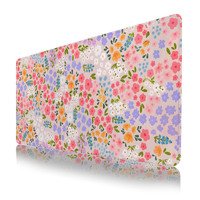 Cute Pink Flowers Desk Mat,Floral Desk Pad Mat,Funny XL Gaming Mousepad for Desk with Stitched Edges,Large Computer Keyboard Offic Desk Mat Mousepad,Waterproof Desktop Pad, 900X400 MM