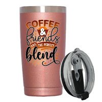 Coffee & Friends Are The Perfect Blend 20 Oz Travel Tumbler Great for Friendship,Pool Party As a gift for Daughter,Business Partner,Fiancée,Women for Aesthetically Pleasing,Humorous Design 
